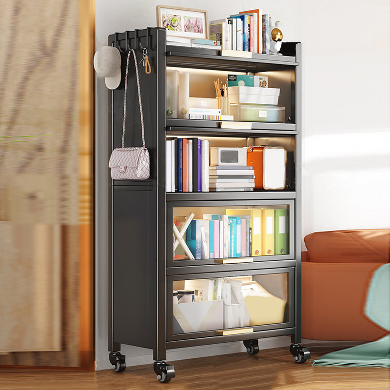 Metal Bookcase, 14.5" W, Geometric Multi Tiers Bookcase Shelves