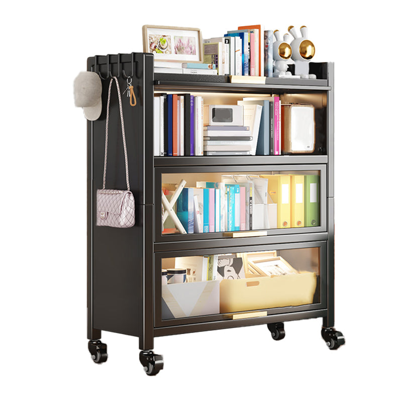 Metal Bookcase, 14.5" W, Geometric Multi Tiers Bookcase Shelves