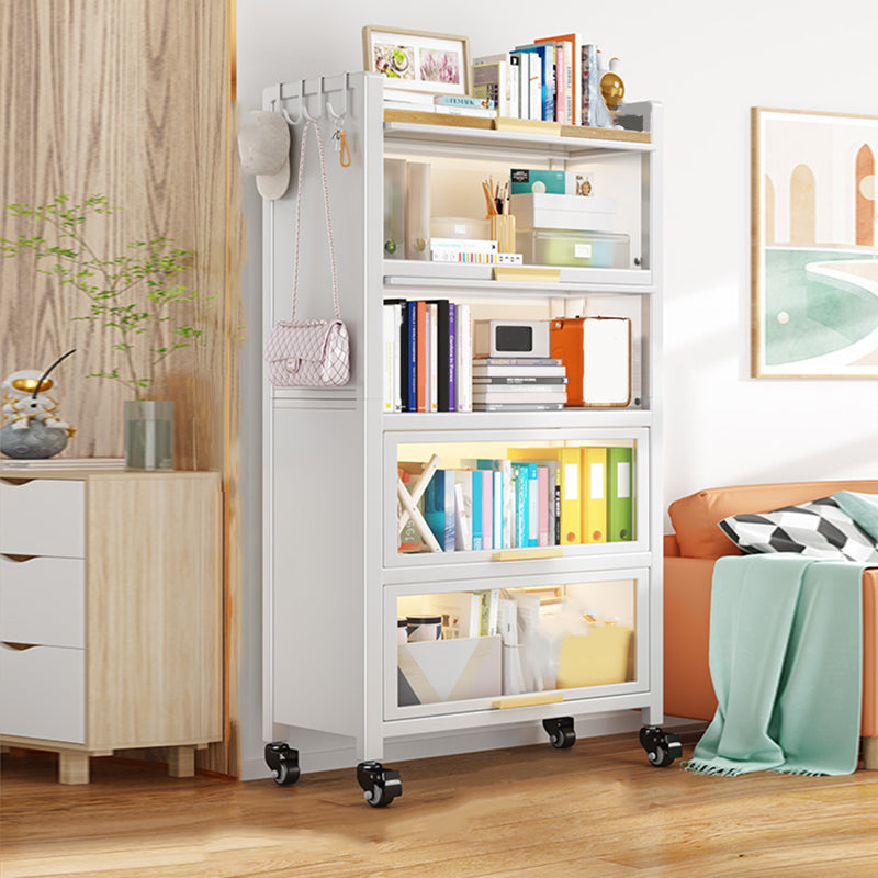 Metal Bookcase, 14.5" W, Geometric Multi Tiers Bookcase Shelves