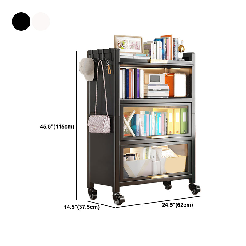 Metal Bookcase, 14.5" W, Geometric Multi Tiers Bookcase Shelves