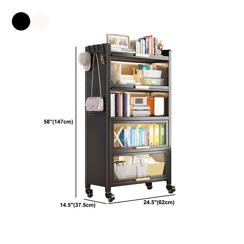 Metal Bookcase, 14.5" W, Geometric Multi Tiers Bookcase Shelves