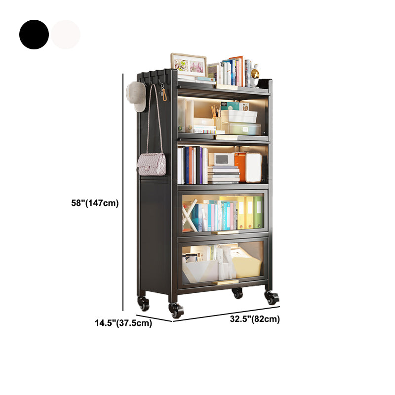 Metal Bookcase, 14.5" W, Geometric Multi Tiers Bookcase Shelves