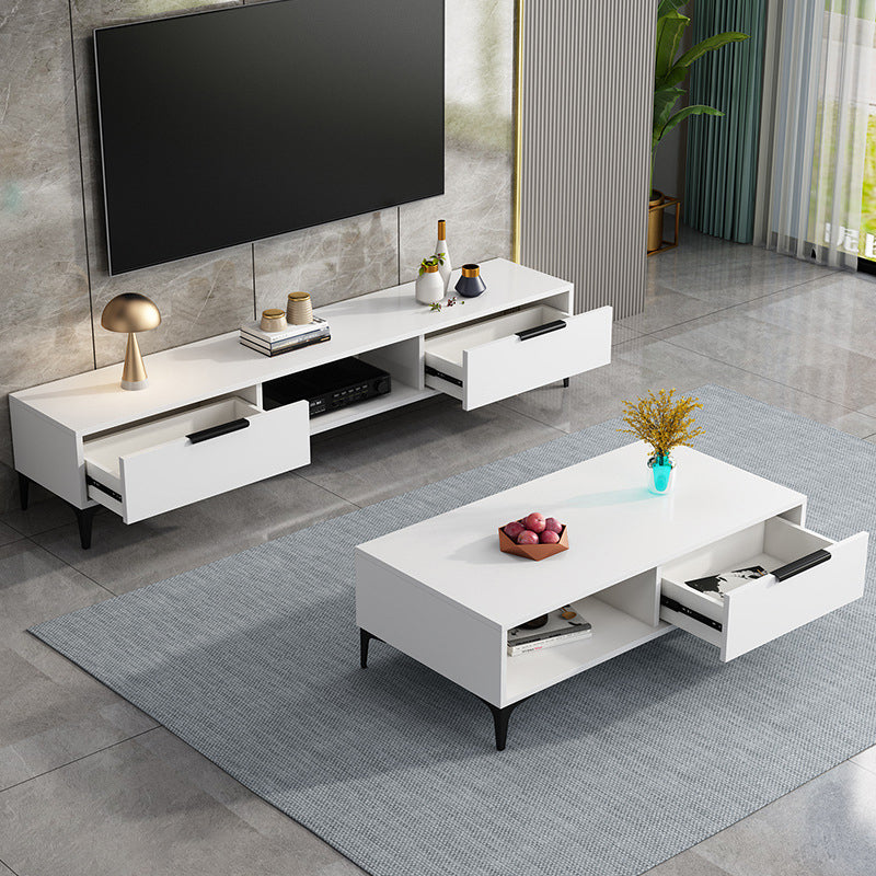 16 - Inch H Wood / Stone TV Console , Minimalist TV Cabinet - Grey / White