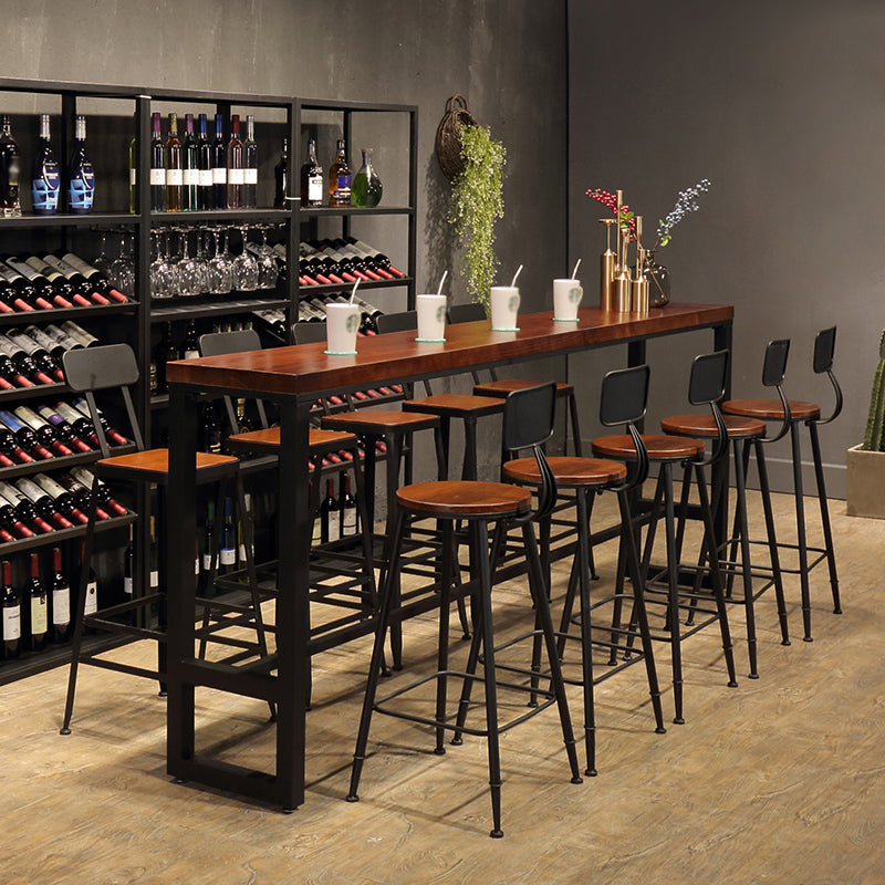 Rectangle Wood Bar Dining Table Modern Bar Table with Trestle Base