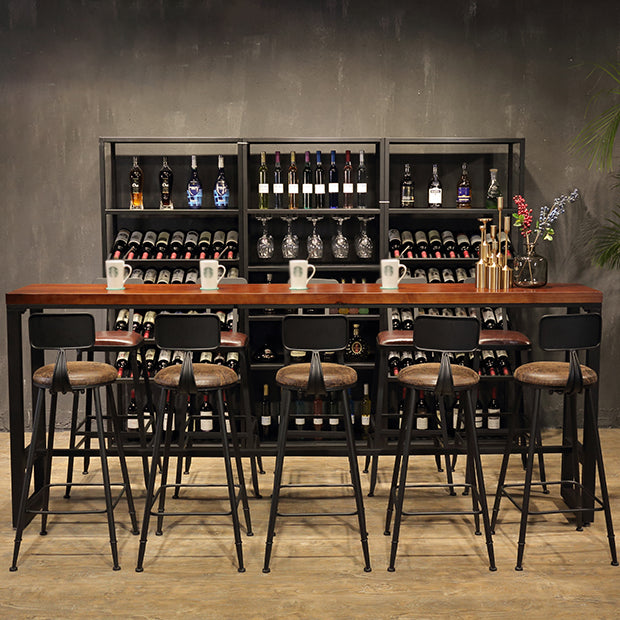 Rectangle Wood Bar Dining Table Modern Bar Table with Trestle Base