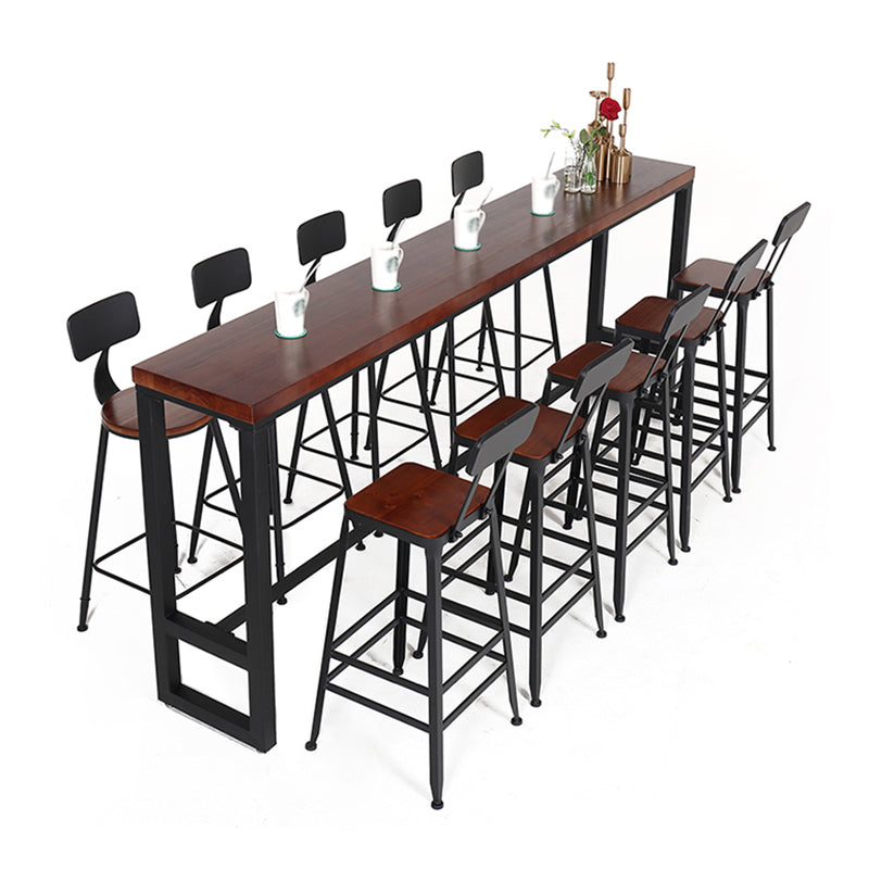 Rectangle Wood Bar Dining Table Modern Bar Table with Trestle Base
