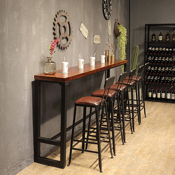 Rectangle Wood Bar Dining Table Modern Bar Table with Trestle Base