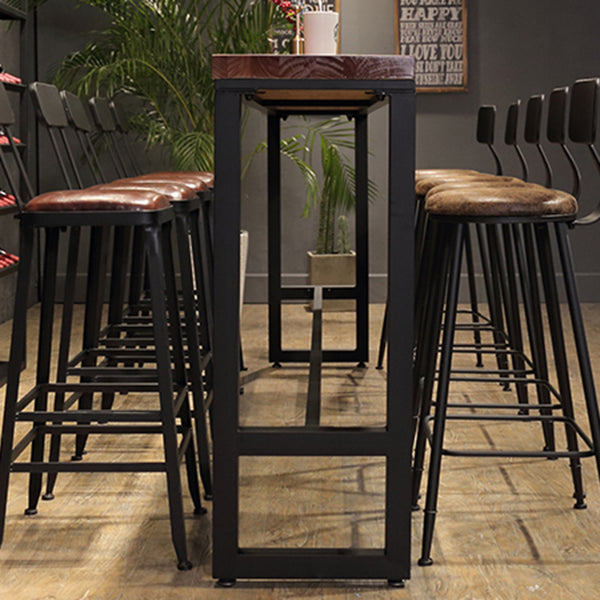 Rectangle Wood Bar Dining Table Modern Bar Table with Trestle Base