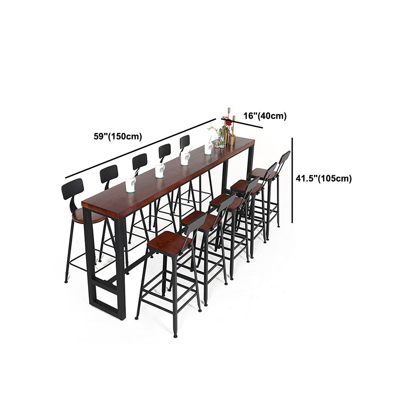 Rectangle Wood Bar Dining Table Modern Bar Table with Trestle Base