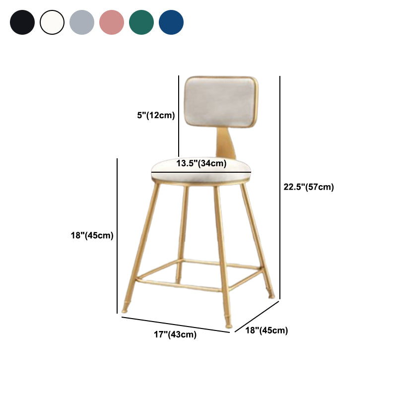 Glam Armless Backrest Counter Stool Iron Milk Tea Shop Bar Stool with Cushion and Pedal