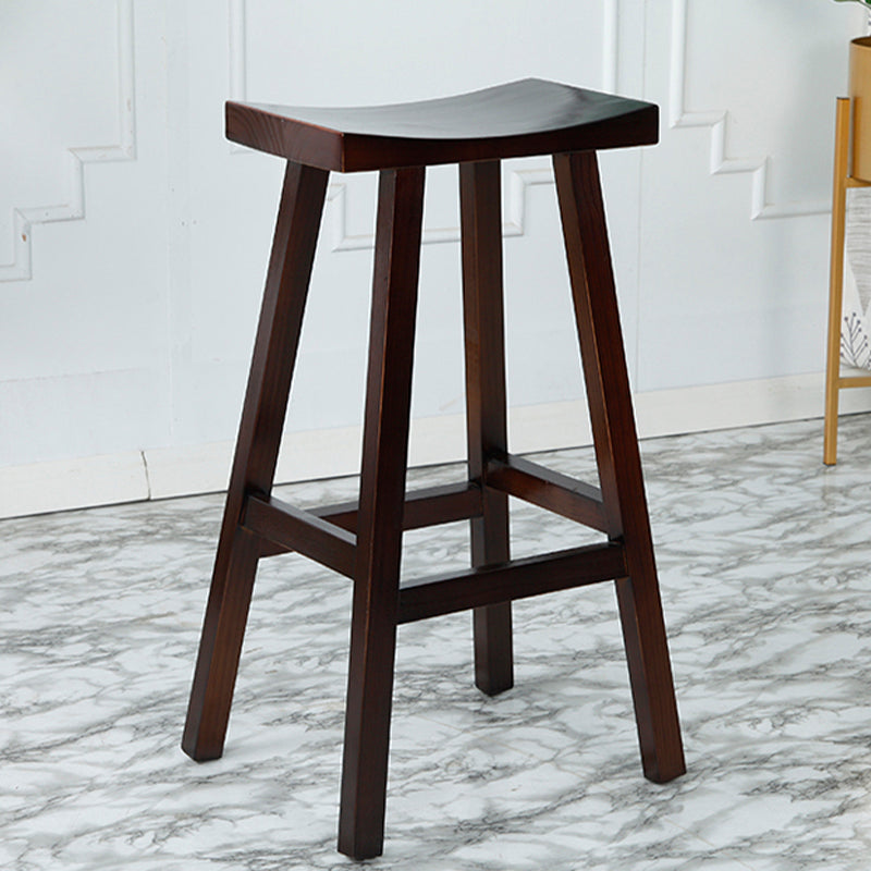 Coffee Shop Wood Counter & Bar Stool Contoured Seat Counter Stool in Brown