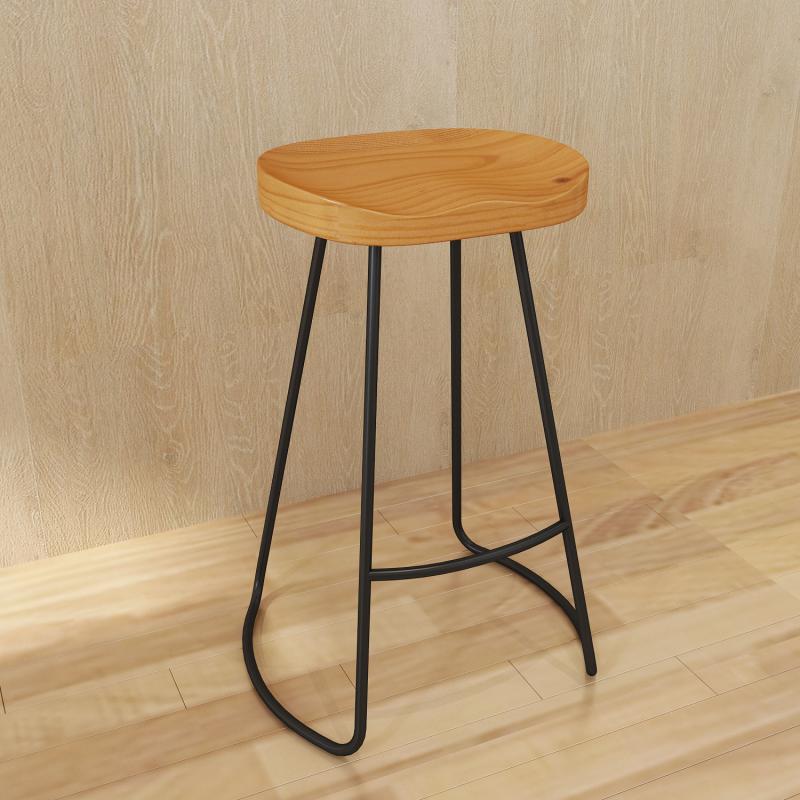Industrial Style Bar-stool Wooden Counter Bar Stool with Metal Legs for Restaurant