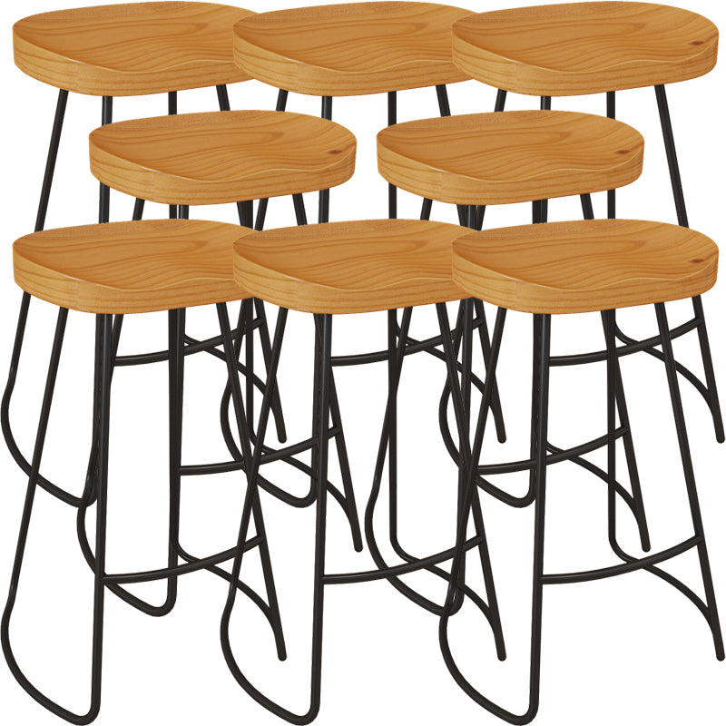 Industrial Style Bar-stool Wooden Counter Bar Stool with Metal Legs for Restaurant