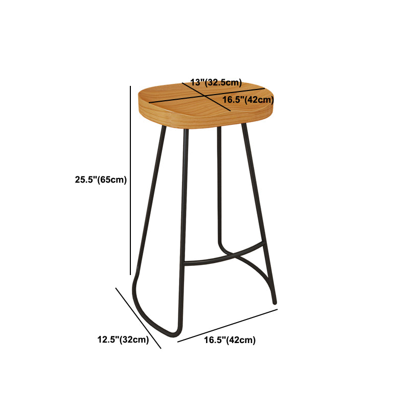 Industrial Style Bar-stool Wooden Counter Bar Stool with Metal Legs for Restaurant