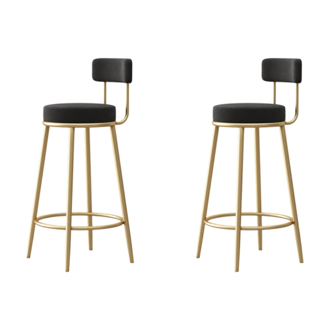 Nordic Backrest Armless Counter Stool Iron Cafe Bar Stool with Cushion and Pedal