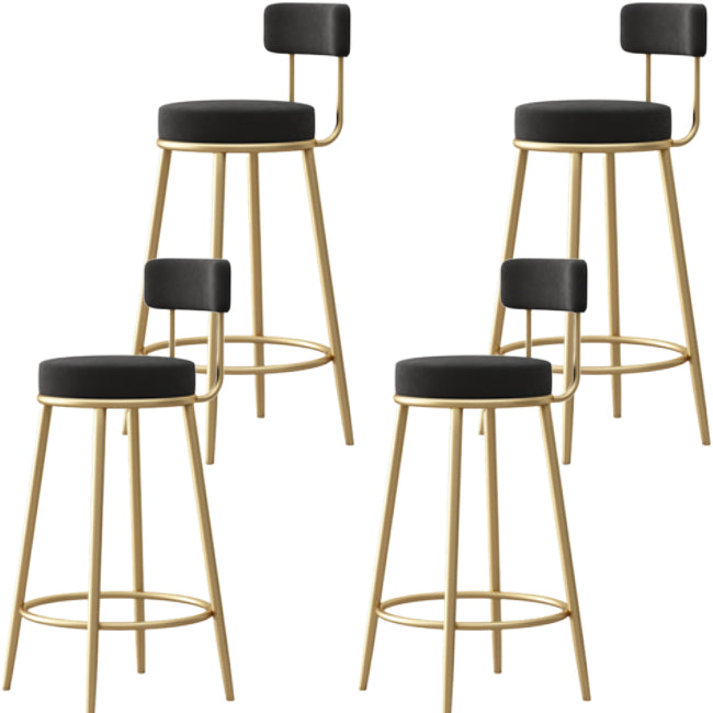 Nordic Backrest Armless Counter Stool Iron Cafe Bar Stool with Cushion and Pedal