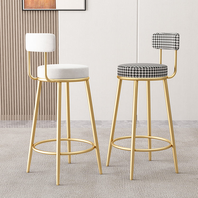 Nordic Backrest Armless Counter Stool Iron Cafe Bar Stool with Cushion and Pedal