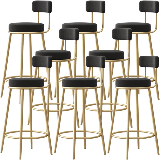 Nordic Backrest Armless Counter Stool Iron Cafe Bar Stool with Cushion and Pedal