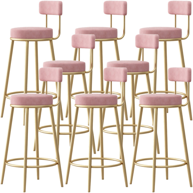 Nordic Backrest Armless Counter Stool Iron Cafe Bar Stool with Cushion and Pedal