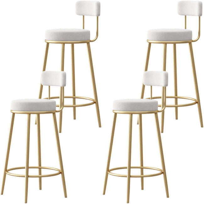 Nordic Backrest Armless Counter Stool Iron Cafe Bar Stool with Cushion and Pedal