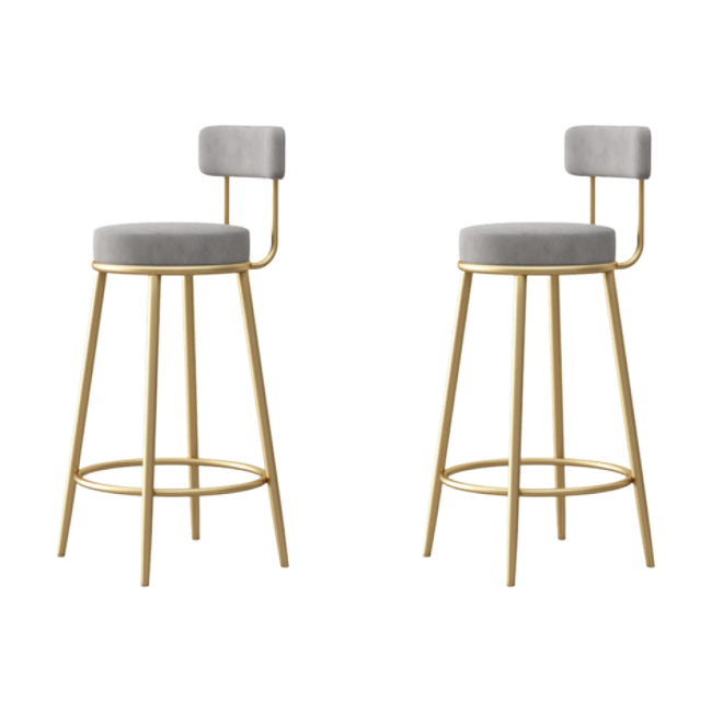 Nordic Backrest Armless Counter Stool Iron Cafe Bar Stool with Cushion and Pedal