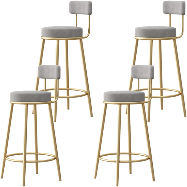 Nordic Backrest Armless Counter Stool Iron Cafe Bar Stool with Cushion and Pedal