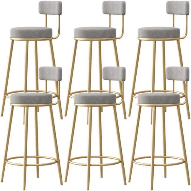 Nordic Backrest Armless Counter Stool Iron Cafe Bar Stool with Cushion and Pedal