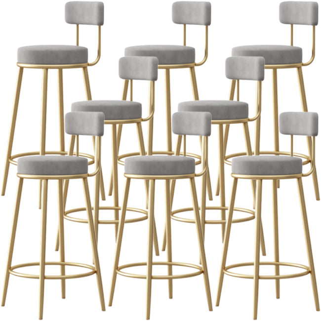 Nordic Backrest Armless Counter Stool Iron Cafe Bar Stool with Cushion and Pedal