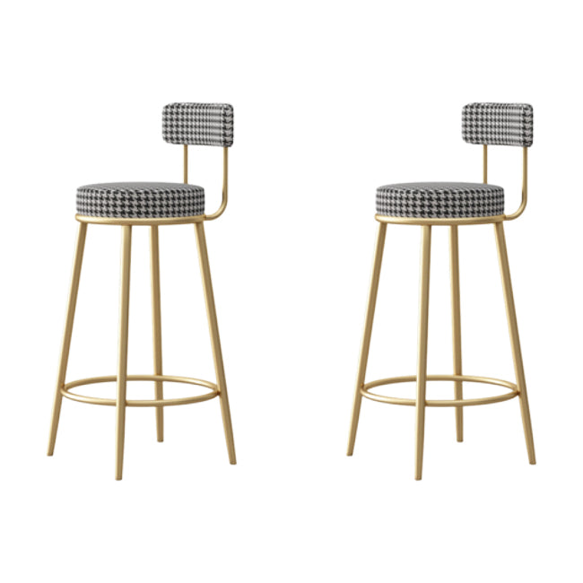 Nordic Backrest Armless Counter Stool Iron Cafe Bar Stool with Cushion and Pedal