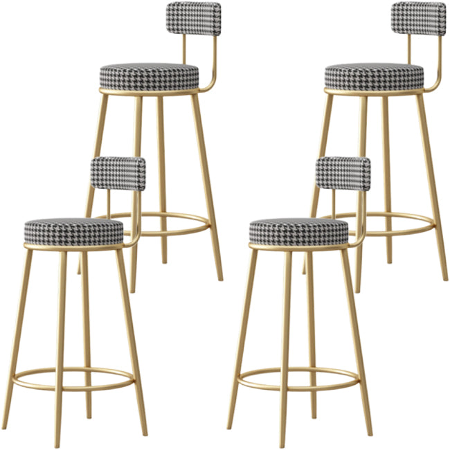Nordic Backrest Armless Counter Stool Iron Cafe Bar Stool with Cushion and Pedal