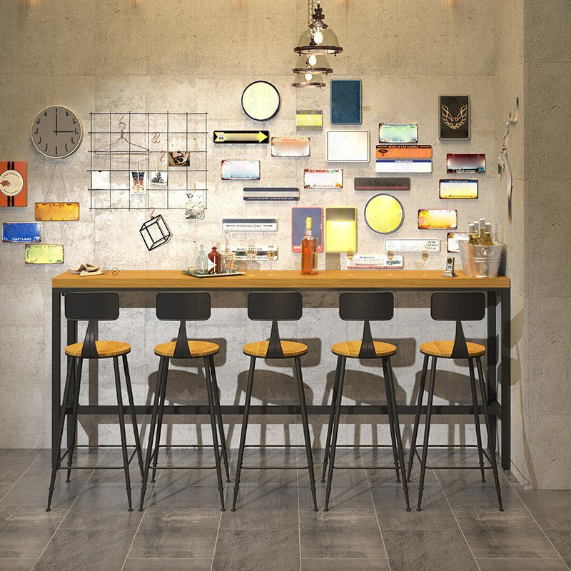 Modern 1/6/11 Pieces Bar Table Set Rectangle Pine Wood Counter Table with High Stools