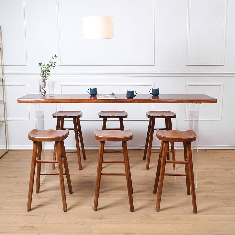 Modern Solid Wood Bar Table Set 1/4/7/9 Pieces Counter Table with Backless Stools