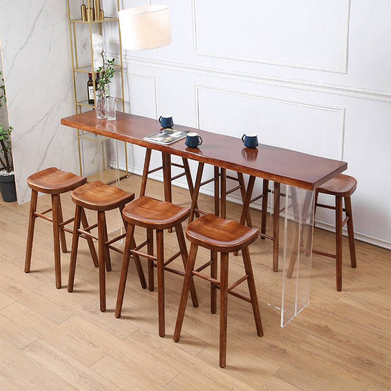 Modern Solid Wood Bar Table Set 1/4/7/9 Pieces Counter Table with Backless Stools