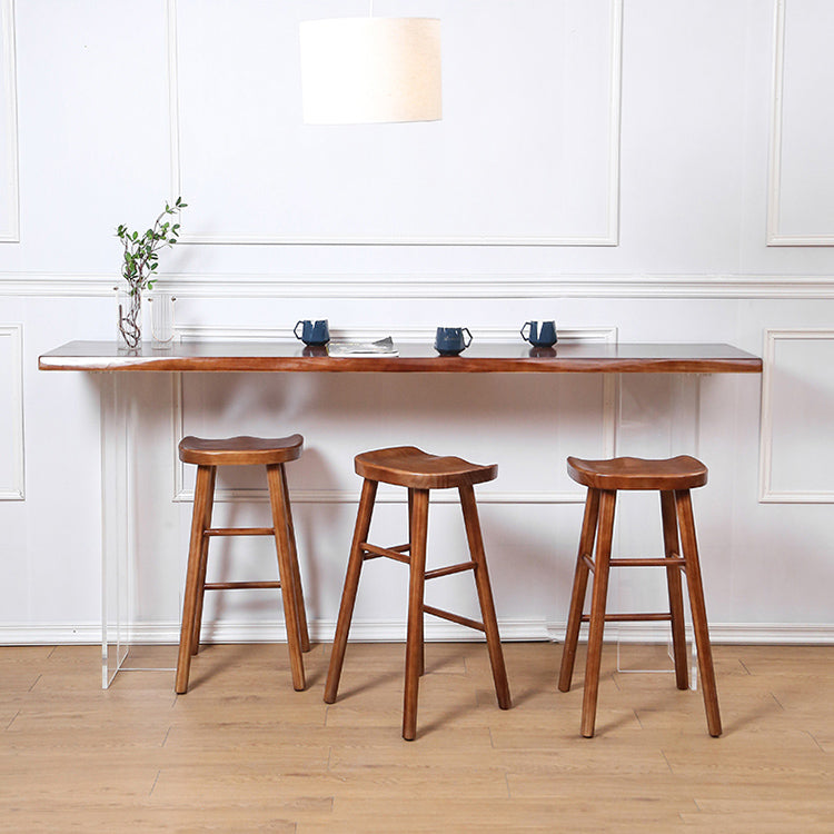 Modern Solid Wood Bar Table Set 1/4/7/9 Pieces Counter Table with Backless Stools