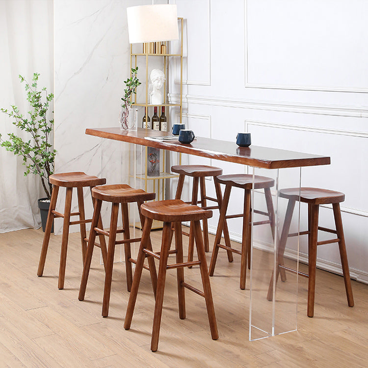 Modern Solid Wood Bar Table Set 1/4/7/9 Pieces Counter Table with Backless Stools