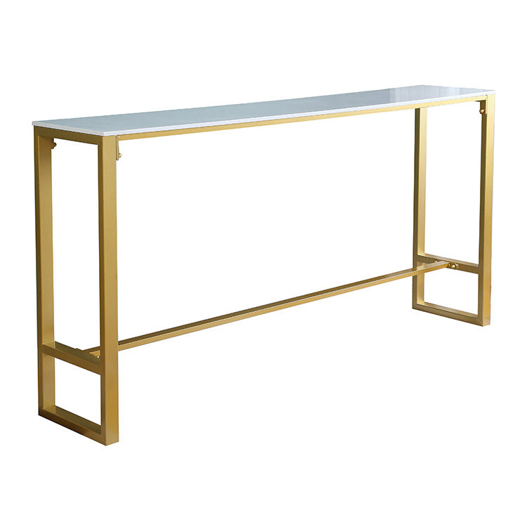 1/4/7 Pieces Glam Iron Bar Table Set Rectangle White Faux Marble Bistro Set with Footrest