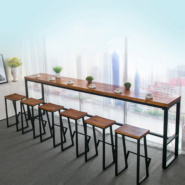 Modern 1/7 Pieces Bar Table Set Rectangle Pine Wood Counter Table with Backless Stools
