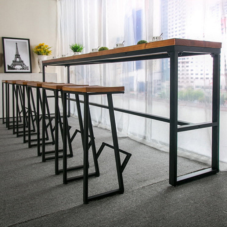 Modern 1/7 Pieces Bar Table Set Rectangle Pine Wood Counter Table with Backless Stools