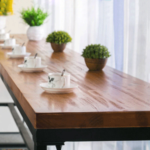 Modern 1/7 Pieces Bar Table Set Rectangle Pine Wood Counter Table with Backless Stools