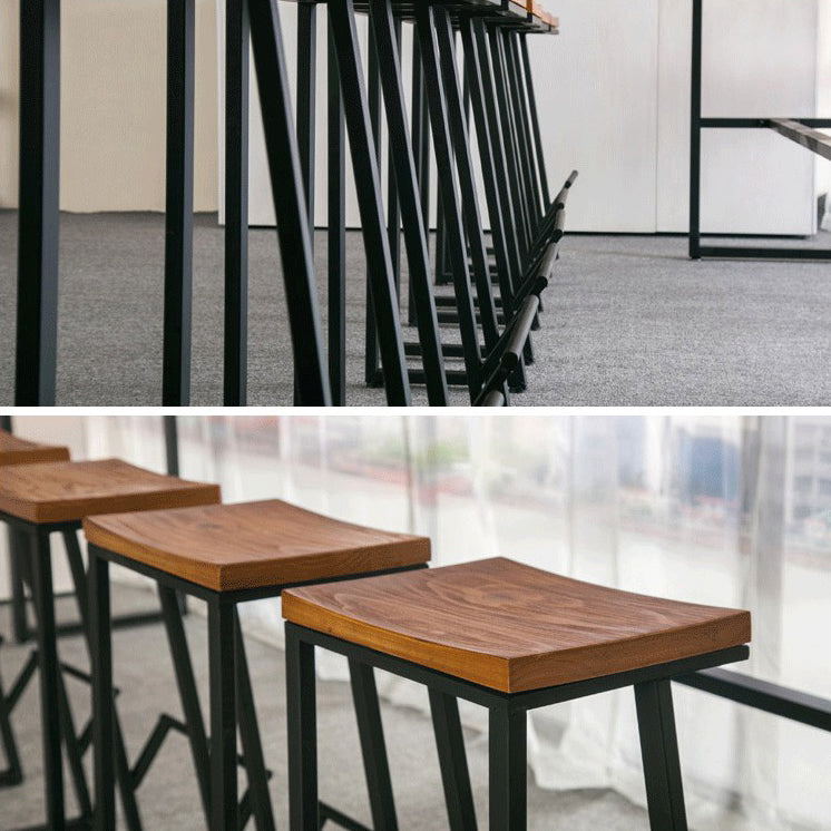 Modern 1/7 Pieces Bar Table Set Rectangle Pine Wood Counter Table with Backless Stools