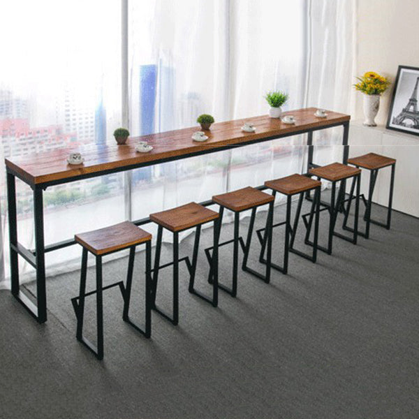 Modern 1/7 Pieces Bar Table Set Rectangle Pine Wood Counter Table with Backless Stools