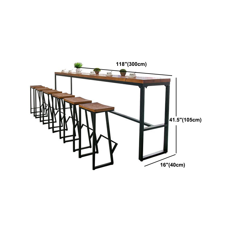 Modern 1/7 Pieces Bar Table Set Rectangle Pine Wood Counter Table with Backless Stools