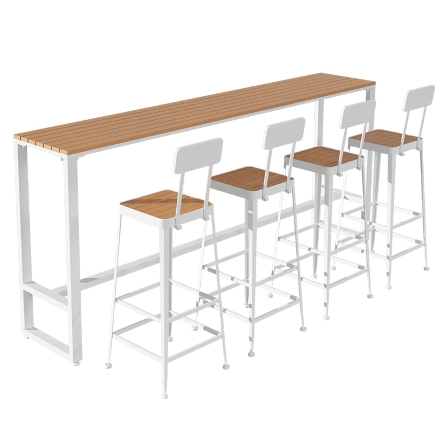 Industrial Artificial Wood Bar Table Set 1/5 Pieces Counter Table with White Stools