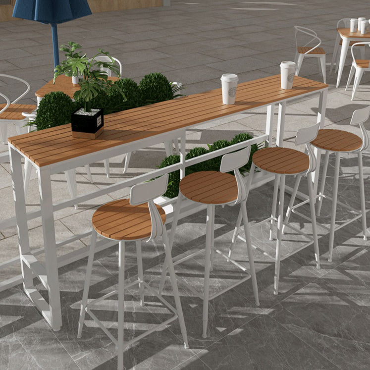 Industrial Artificial Wood Bar Table Set 1/5 Pieces Counter Table with White Stools