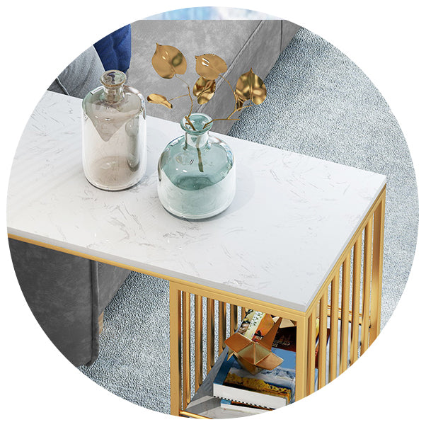 Glam Rectangle Bar Set Storage 1/2/3 Pieces Stone Counter Height Set in Gold