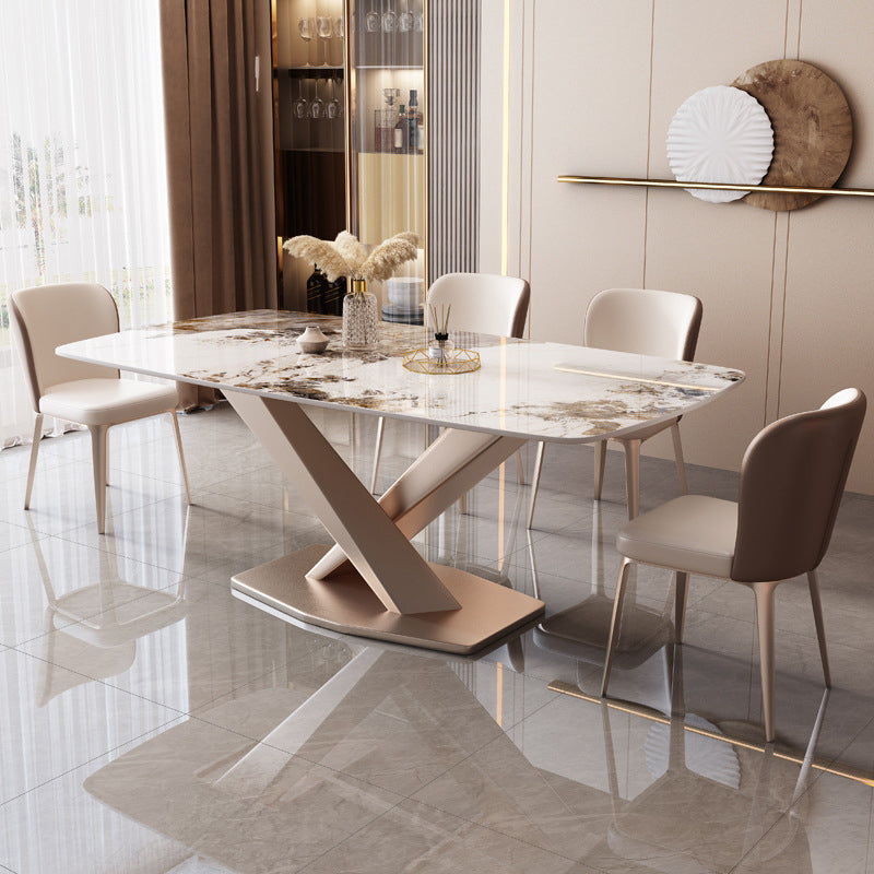 Scandinavian Home Dining Room Set 1/2/5/7 Pieces Sintered Stone Dining Table Sets