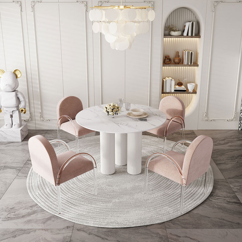 Modern 1/5 Pieces Dining Set Round Stone Dining Table for Dining Room Kitchen