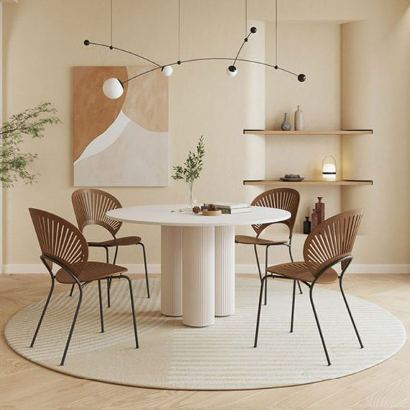 Modern 1/5 Pieces Dining Set Round Stone Dining Table for Dining Room Kitchen