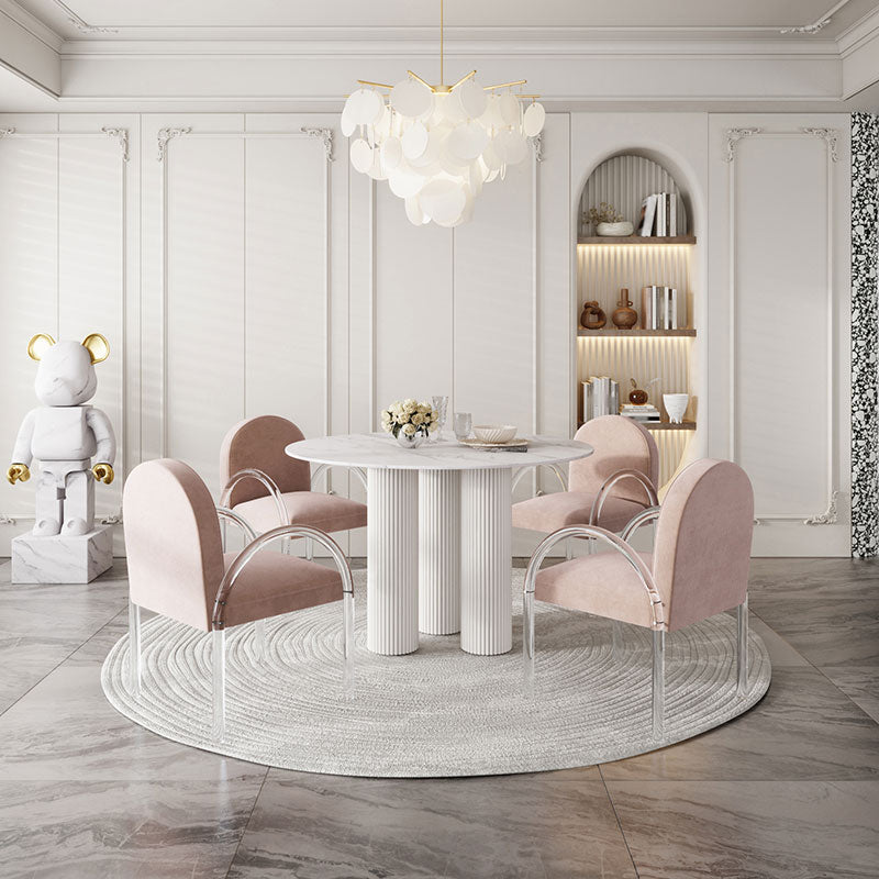 Modern 1/5 Pieces Dining Set Round Stone Dining Table for Dining Room Kitchen
