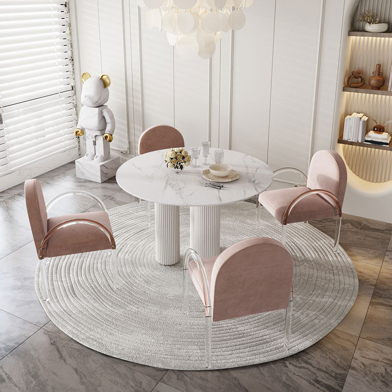 Modern 1/5 Pieces Dining Set Round Stone Dining Table for Dining Room Kitchen